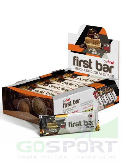 Протеиновый батончик Be First First bar углеводно-протеиновый батончик 24 x 40 г, Шоколад-Мокко