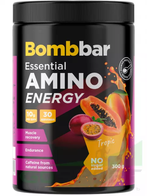 Аминокислоты BombBar Amino Energy 300 г, Тропик Аминокислоты BombBar Amino Energy 300 г, Тропик