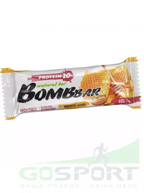 Протеиновый батончик BombBar Протеиновый батончик Natural Bar 3 x 60 г, Грецкий орех с медом