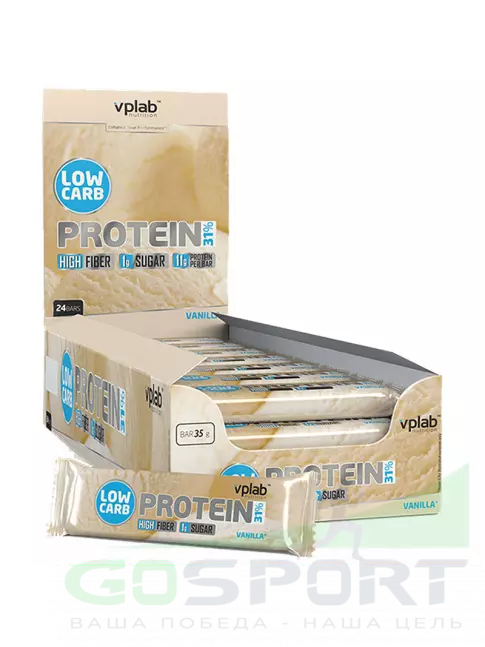Протеиновый батончик VP Laboratory LOW CARB PROTEIN BAR 24х35 г, Ваниль Протеиновый батончик VP Laboratory LOW CARB PROTEIN BAR 24х35 г, Ваниль