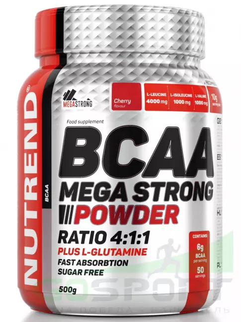 BCAA 4:1:1 NUTREND BCAA MEGA STRONG 4:1:1 500 г, Вишня BCAA 4:1:1 NUTREND BCAA MEGA STRONG 4:1:1 500 г, Вишня