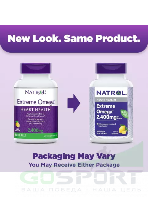 Омега-3 Natrol Extreme Omega 2400 mg 60 гелевых капсул, Лимон Омега-3 Natrol Extreme Omega 2400 mg 60 гелевых капсул, Лимон