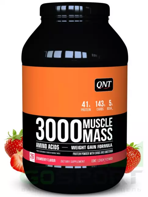 Гейнер QNT MUSCLE MASS 3000 1300 г, Клубника Гейнер QNT MUSCLE MASS 3000 1300 г, Клубника