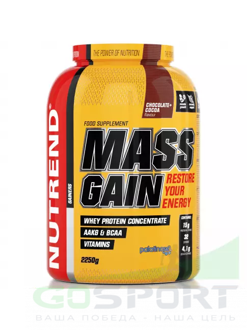 Гейнер NUTREND MASS GAIN 2250 г, Шоколад-Какао