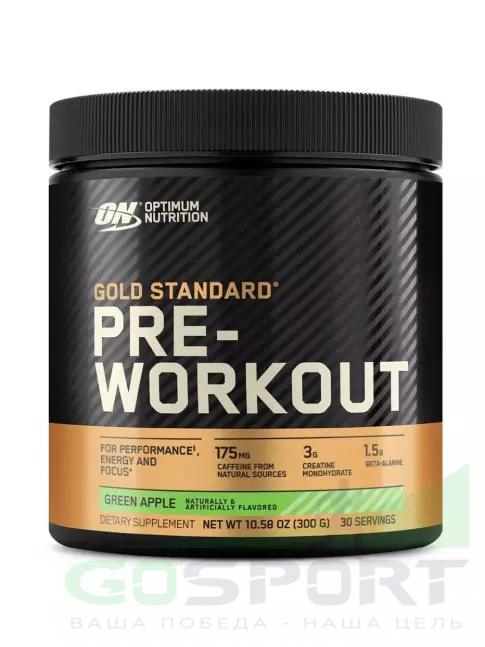 Предтреник в порошке Optimum Nutrition Gold Standard Pre-Workout 300 г, Зеленое яблоко Предтреник в порошке Optimum Nutrition Gold Standard Pre-Workout 300 г, Зеленое яблоко