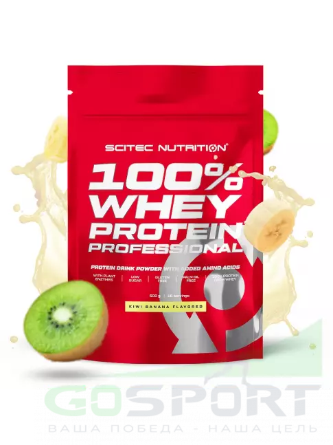 Сывороточный протеин Scitec Nutrition 100% Whey Protein Professional 500 г, Киви-банан Сывороточный протеин Scitec Nutrition 100% Whey Protein Professional 500 г, Киви-банан
