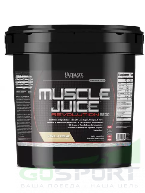 Гейнер Ultimate Nutrition Muscle Juice Revolution 2600 5040 г, Ванильный крем Гейнер Ultimate Nutrition Muscle Juice Revolution 2600 5040 г, Ванильный крем