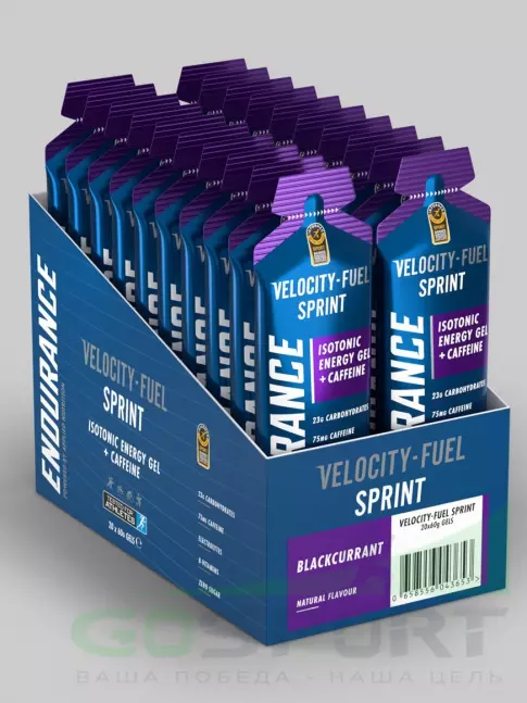 Гель питьевой APPLIED NUTRITION Endurance Velocity Fuel SPRINT Isotonic Energy Gel + Caffeine 20 саше, Черная смородина Гель питьевой APPLIED NUTRITION Endurance Velocity Fuel SPRINT Isotonic Energy Gel + Caffeine 20 саше, Черная смородина