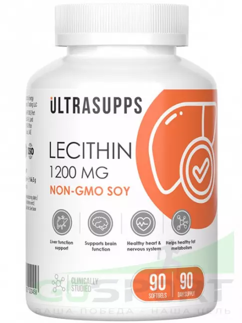 Лецитин UltraSupps Lecithin 1200 mg 90 капсул