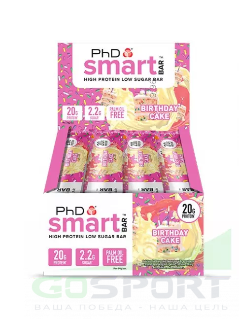 Протеиновый батончик PhD Nutrition Smart Bar 12 x 64 г, Праздничный торт Протеиновый батончик PhD Nutrition Smart Bar 12 x 64 г, Праздничный торт