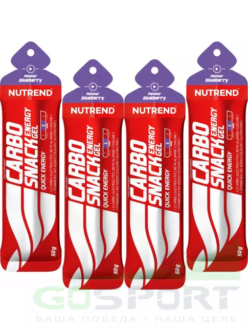 Энергетический гель питьевой NUTREND Carbosnack саше 4 шт x 50 г, Черника