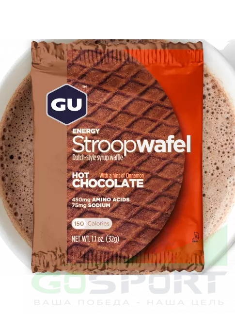 Энергетический батончик GU Energy Labs GU ENERGY STROOPWAFEL no caffeine 4 x 32 г, Горячий шоколад
