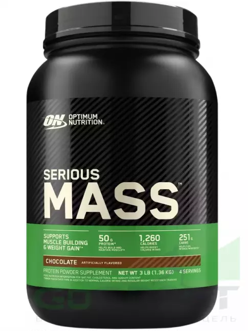 Гейнер Optimum Nutrition Serious Mass 1360 г, Шоколад Гейнер Optimum Nutrition Serious Mass 1360 г, Шоколад