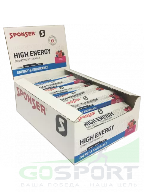 Энергетический батончик SPONSER HIGH ENERGY BAR (30*45) 30 x 45 г, Лесные ягоды Энергетический батончик SPONSER HIGH ENERGY BAR (30*45) 30 x 45 г, Лесные ягоды