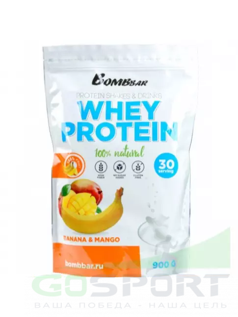 Сывороточный протеин BombBar Whey Protein 900 г, Банан-манго Сывороточный протеин BombBar Whey Protein 900 г, Банан-манго