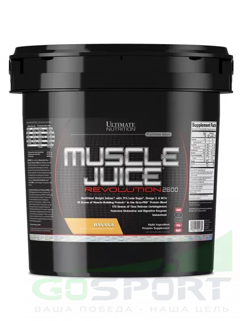 Гейнер Ultimate Nutrition Muscle Juice Revolution 2600 5040 г, Банан Гейнер Ultimate Nutrition Muscle Juice Revolution 2600 5040 г, Банан