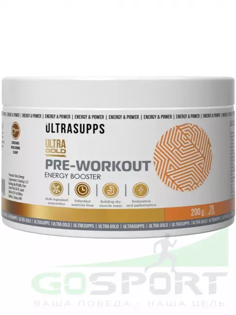 Предтреник в порошке UltraSupps Pre-workout 200 г, Черная смородина