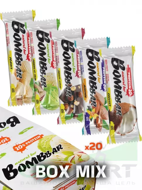 Протеиновый батончик BombBar Протеиновый батончик Natural Bar 20 x 60 г, Набор №5.2 (орехи) Протеиновый батончик BombBar Протеиновый батончик Natural Bar 20 x 60 г, Набор №5.2 (орехи)