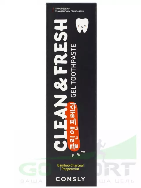 Зубные пасты и ополаскиватели CONSLY Clean&Fresh Bamboo Charcoal & Peppermint Gel Toothpaste 105 г Зубные пасты и ополаскиватели CONSLY Clean&Fresh Bamboo Charcoal & Peppermint Gel Toothpaste 105 г