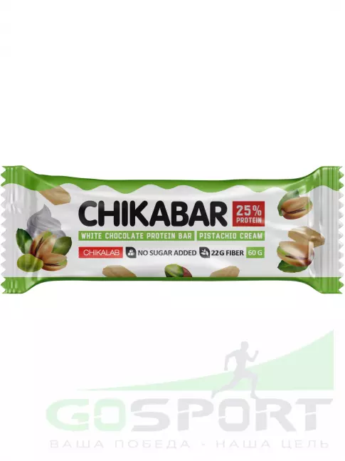 Протеиновый батончик Chikalab Chikabar 20 x 60 г, Фисташковый крем Протеиновый батончик Chikalab Chikabar 20 x 60 г, Фисташковый крем