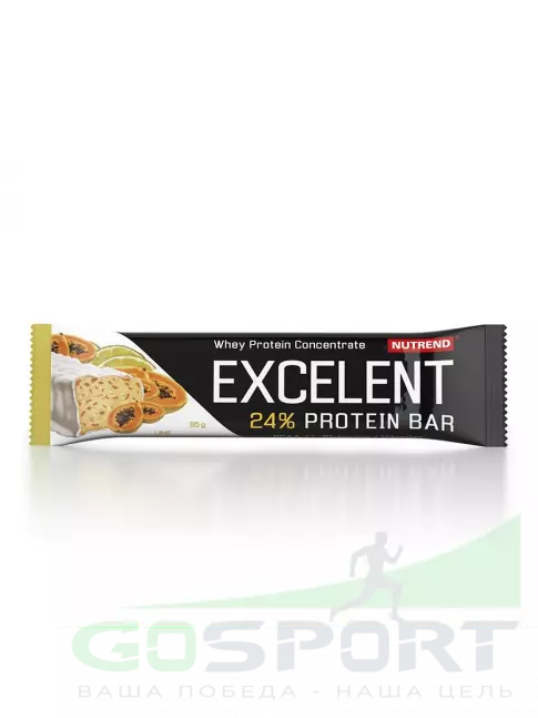 Протеиновый батончик NUTREND Excelent Protein Bar 85 г, Лайм-Папайя Протеиновый батончик NUTREND Excelent Protein Bar 85 г, Лайм-Папайя