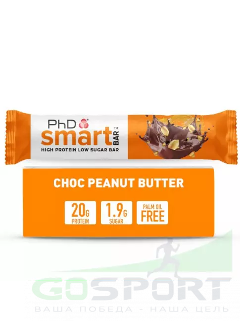Протеиновый батончик PhD Nutrition Smart Bar 64 г, Шоколад с арахисовым маслом Протеиновый батончик PhD Nutrition Smart Bar 64 г, Шоколад с арахисовым маслом