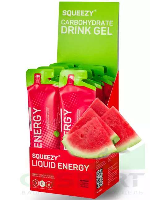Гель питьевой SQUEEZY Liquid Energy no caffeine 12 x 60 мл, Арбуз Гель питьевой SQUEEZY Liquid Energy no caffeine 12 x 60 мл, Арбуз