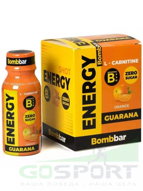L-Карнитин жидкий BombBar SHOT Energy L-Carnitine Guarana 4 x 100 мл, Апельсин L-Карнитин жидкий BombBar SHOT Energy L-Carnitine Guarana 4 x 100 мл, Апельсин