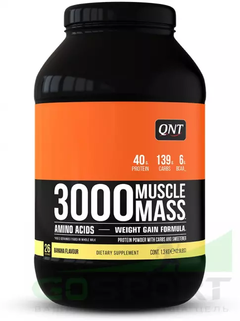 Гейнер QNT MUSCLE MASS 3000 1300 г, Банан Гейнер QNT MUSCLE MASS 3000 1300 г, Банан