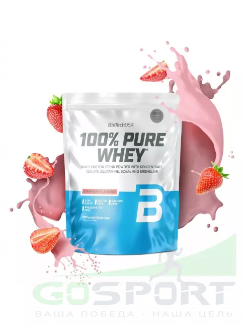 Сывороточный протеин BioTechUSA 100% Pure Whey 1000 г, Клубника Сывороточный протеин BioTechUSA 100% Pure Whey 1000 г, Клубника