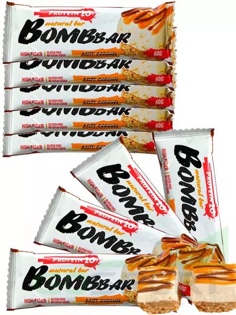 Протеиновый батончик BombBar Protein Bar 9 x 60 г, Соленая карамель Протеиновый батончик BombBar Protein Bar 9 x 60 г, Соленая карамель