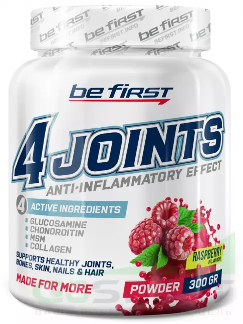 Комплекс хондропротекторов Be First 4joints Powder 300 г, Малина