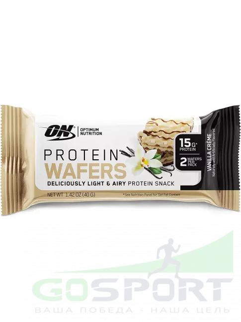 Протеиновый батончик Optimum Nutrition Protein Wafers 40 г, Ванильный крем Протеиновый батончик Optimum Nutrition Protein Wafers 40 г, Ванильный крем