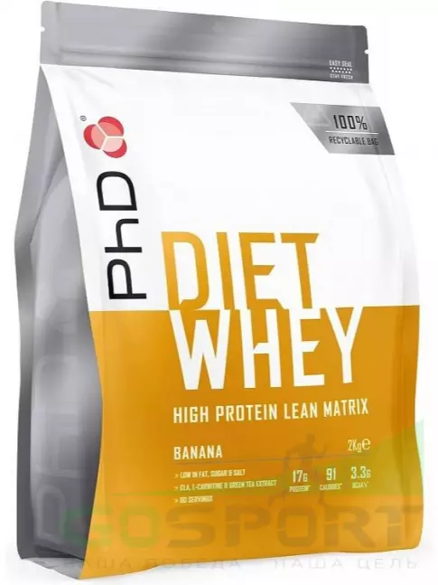 Заменитель питания PhD Nutrition Diet Whey High Protein Lean Matrix 2000 г, Банан