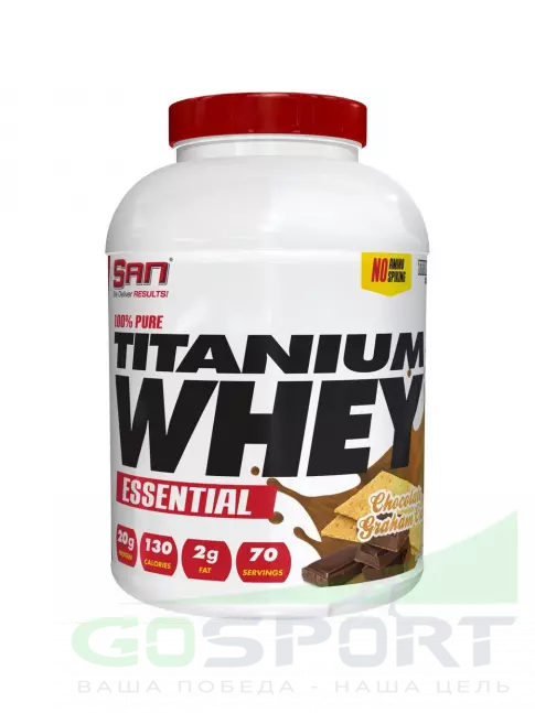 Сывороточный протеин SAN 100% Pure Titanium Whey 2240 г, Шоколадный крекер Сывороточный протеин SAN 100% Pure Titanium Whey 2240 г, Шоколадный крекер