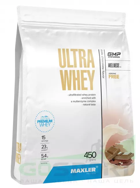 Сывороточный протеин MAXLER Ultra Whey 450 г, Молочный шоколад Сывороточный протеин MAXLER Ultra Whey 450 г, Молочный шоколад