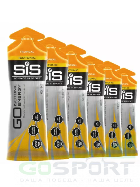 Гель питьевой SCIENCE IN SPORT (SiS) GO Isotonic Energy Gels 6 x 60 мл, Тропик Гель питьевой SCIENCE IN SPORT (SiS) GO Isotonic Energy Gels 6 x 60 мл, Тропик