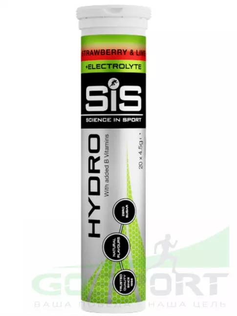 Изотоник SCIENCE IN SPORT (SiS) GO Hydro Tablet 4 x 20 таблеток, Клубника - Лайм Изотоник SCIENCE IN SPORT (SiS) GO Hydro Tablet 4 x 20 таблеток, Клубника - Лайм