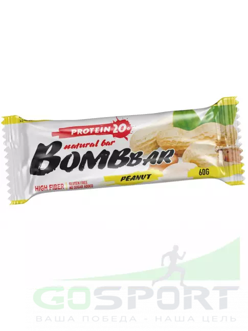 Протеиновый батончик BombBar Протеиновый батончик Natural Bar 5 x 60 г, Арахис