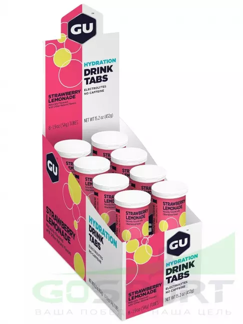 Изотоник GU Energy Labs GU HYDRATION DRINK TABS 8 x 12 таб, Клубничный лимонад Изотоник GU Energy Labs GU HYDRATION DRINK TABS 8 x 12 таб, Клубничный лимонад