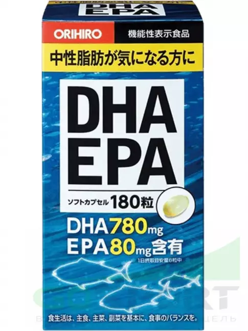 Омега-3 Orihiro ДГК (DHA) И ЭПК (EPA) c витамином Е 180 капсул Омега-3 Orihiro ДГК (DHA) И ЭПК (EPA) c витамином Е 180 капсул