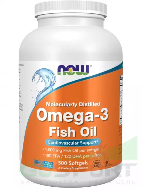 Омега-3 NOW Foods Omega-3 Fish Oil 1000 mg 500 гелевых капсул Омега-3 NOW Foods Omega-3 Fish Oil 1000 mg 500 гелевых капсул