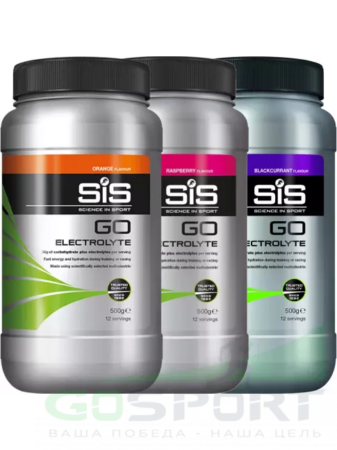 Изотоник SCIENCE IN SPORT (SiS) GO Electrolyte Powder 3 x 500 г, Апельсин, Малина, Черная смородина Изотоник SCIENCE IN SPORT (SiS) GO Electrolyte Powder 3 x 500 г, Апельсин, Малина, Черная смородина