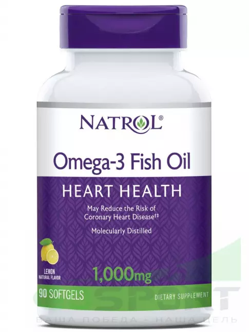 Омега-3 Natrol Omega-3 Fish Oil 1000mg 60 капсул, Лимон