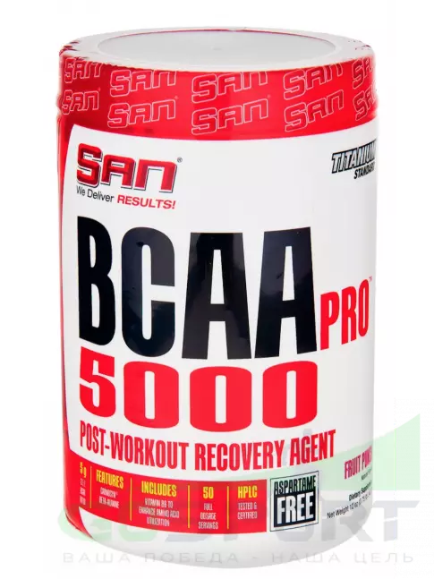 BCAA SAN BCAA-PRO 5000 2:1:1 340 г, Фруктовый микс без аспартама