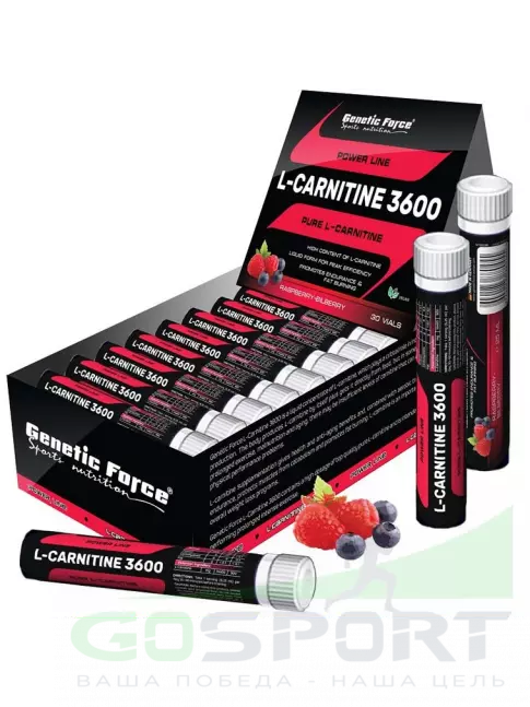 L-Карнитин жидкий GENETIC FORCE L-CARNITINE 3600 30 шотов, Малина-Черника L-Карнитин жидкий GENETIC FORCE L-CARNITINE 3600 30 шотов, Малина-Черника