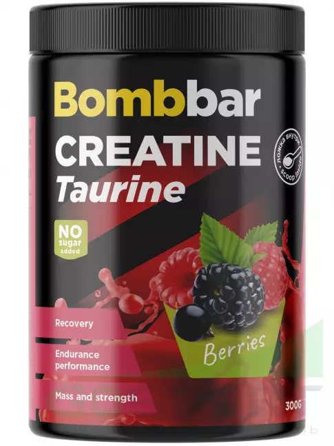 Креатиновый комплекс BombBar Creatine 2000 mg + Taurine 300 г, Ягоды Креатиновый комплекс BombBar Creatine 2000 mg + Taurine 300 г, Ягоды