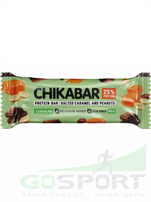 Протеиновый батончик Chikalab Chikabar 20 x 60 г, Соленая карамель и арахис Протеиновый батончик Chikalab Chikabar 20 x 60 г, Соленая карамель и арахис