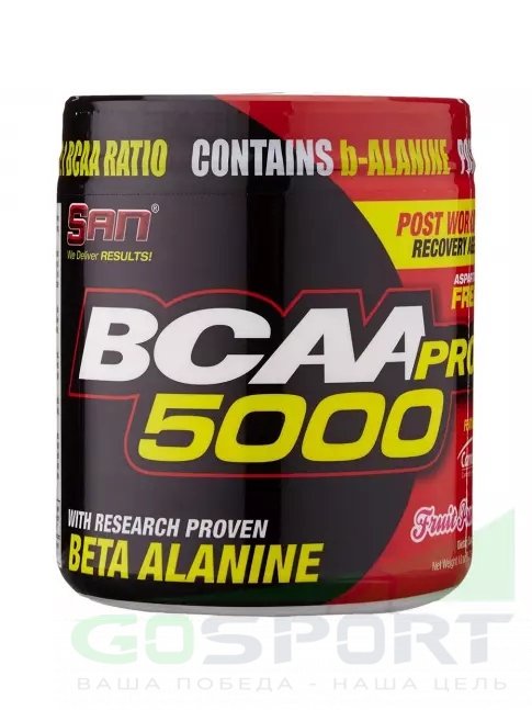 BCAA SAN BCAA-PRO 5000 2:1:1 340 г, Фруктовый микс без аспартама