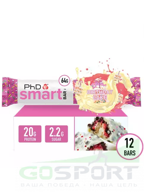 Протеиновый батончик PhD Nutrition Smart Bar 64 г, Праздничный торт Протеиновый батончик PhD Nutrition Smart Bar 64 г, Праздничный торт